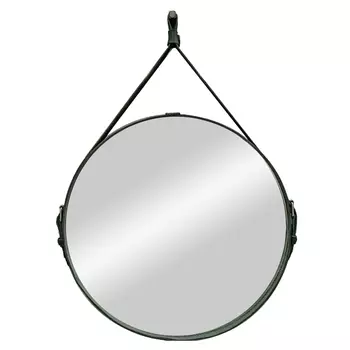 Зеркало Azario Капитан 61х61 с подсветкой, черная кожа (LED-00002476)