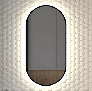 Зеркало Defesto Aura DF 2922R 40x80, с нейтральной подсветкой, инфракрасный выключатель, черное