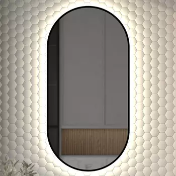 Зеркало Defesto Aura DF 2924 50x100, с нейтральной подсветкой, без выключателя, черное