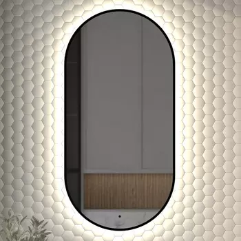 Зеркало Defesto Aura DF 2924R 50x100, с нейтральной подсветкой, инфракрасный выключатель, черное