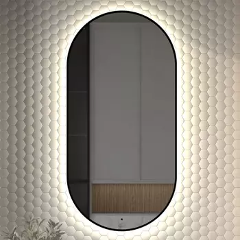 Зеркало Defesto Aura DF 2926R 60x120, с нейтральной подсветкой, инфракрасный выключатель, черное