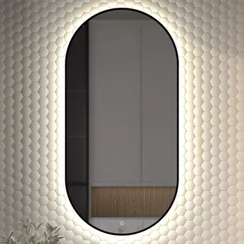 Зеркало Defesto Aura DF 2926S 60x120, с нейтральной подсветкой, сенсорный выключатель, черное