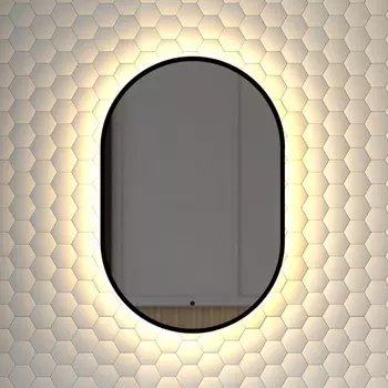 Зеркало Defesto Aura DF 2931R 40x60, с теплой подсветкой, инфракрасный выключатель, черное
