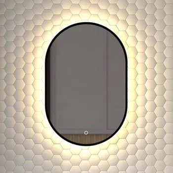 Зеркало Defesto Aura DF 2931S 40x60, с теплой подсветкой, сенсорный выключатель, черное