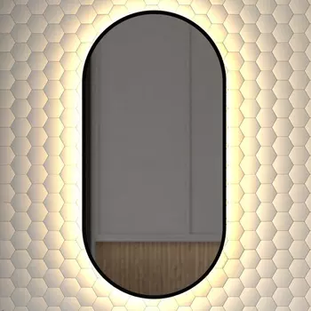 Зеркало Defesto Aura DF 2932 40x80, с теплой подсветкой, без выключателя, черное