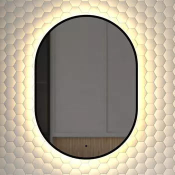 Зеркало Defesto Aura DF 2933R 50x70, с теплой подсветкой, инфракрасный выключатель, черное
