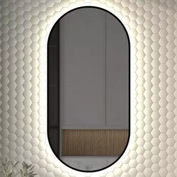 Зеркало Defesto Aura DF 2934 50x100, с теплой подсветкой, без выключателя, черное