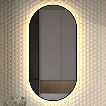 Зеркало Defesto Aura DF 2936 60x120, с теплой подсветкой, без выключателя, черное