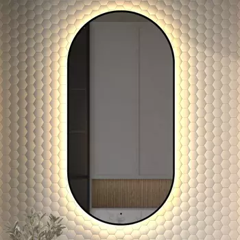 Зеркало Defesto Aura DF 2936R 60x120, с теплой подсветкой, инфракрасный выключатель, черное