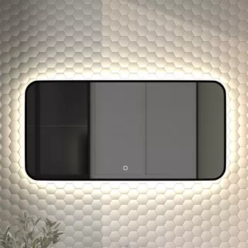 Зеркало Defesto Aura DF 2965SH 100x50, с нейтральной подсветкой, сенсорный выключатель, черное