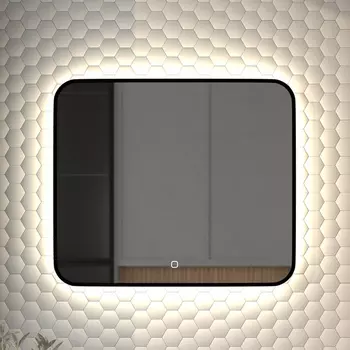 Зеркало Defesto Aura DF 2966SH 70x60, с нейтральной подсветкой, сенсорный выключатель, черное