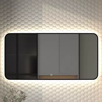 Зеркало Defesto Aura DF 2968SH 120x60, с нейтральной подсветкой, сенсорный выключатель, черное