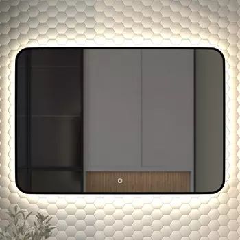 Зеркало Defesto Aura DF 2969SH 100x70, с нейтральной подсветкой, сенсорный выключатель, черное