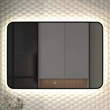 Зеркало Defesto Aura DF 2970SH 120x80, с нейтральной подсветкой, сенсорный выключатель, черное