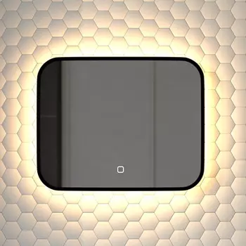 Зеркало Defesto Aura DF 2971SH 50x40, с теплой подсветкой, сенсорный выключатель, черное