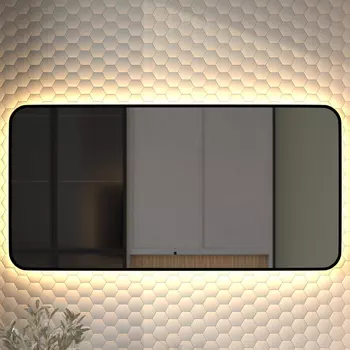 Зеркало Defesto Aura DF 2978RH 120x60, с теплой подсветкой, инфракрасный выключатель, черное