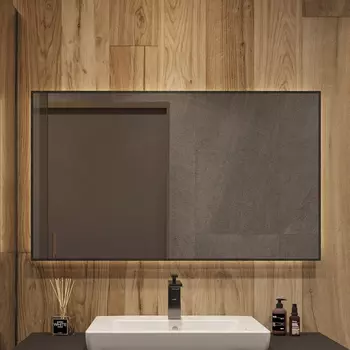 Зеркало DIWO Элиста, 120 черное, с подсветкой светодиодной, прямоугольное, инфракрасный выключатель