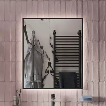 Зеркало DIWO Элиста, 60 черное, с подсветкой, прямоугольное, инфракрасный выключатель, настенное