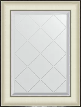 Зеркало Evoform Exclusive-G BY 4565 54х72 белая кожа с хромом, с гравировкой в багетной раме