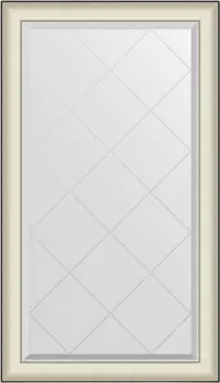 Зеркало Evoform Exclusive-G BY 4570 74х129 белая кожа с хромом, с гравировкой в багетной раме