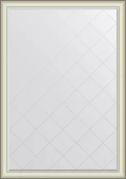 Зеркало Evoform Exclusive-G BY 4576 129х184 белая кожа с хромом, с гравировкой в багетной раме