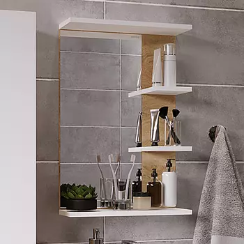 Зеркало Grossman Поло 47, дуб сонома светлый, белый глянцевый