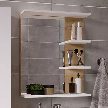 Зеркало Grossman Поло 57, дуб сонома светлый, белый глянцевый