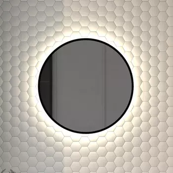 Зеркало круглое Defesto Aura DF 2982 50x50, с нейтральной подсветкой, без выключателя, черное
