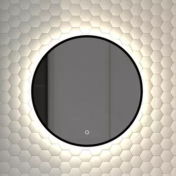 Зеркало круглое Defesto Aura DF 2982S 50x50, с нейтральной подсветкой, сенсорный выключатель, черное