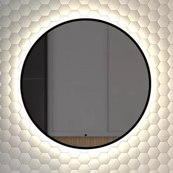 Зеркало круглое Defesto Aura DF 2983R 60x60, с нейтральной подсветкой, инфракрасный выключатель, черное