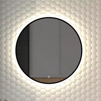 Зеркало круглое Defesto Aura DF 2983S 60x60, с нейтральной подсветкой, сенсорный выключатель, черное