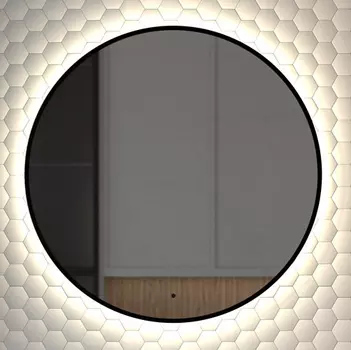 Зеркало круглое Defesto Aura DF 2984R 70x70, с нейтральной подсветкой, инфракрасный выключатель, черное