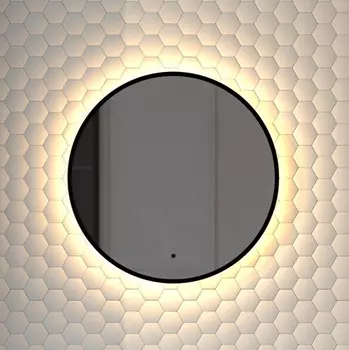 Зеркало круглое Defesto Aura DF 2992R 50x50, с теплой подсветкой, инфракрасный выключатель, черное