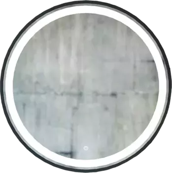 Зеркало круглое Sanflor Гард 70х70 черное, с подсветкой
