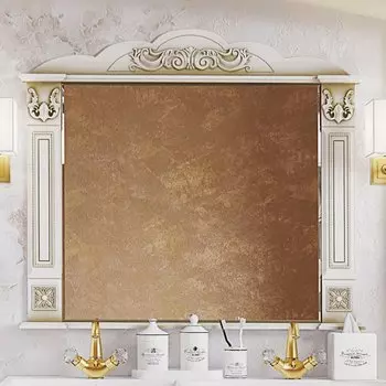 Зеркало Misty Барокко 120 белое, патина