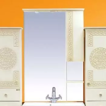 Зеркало-шкаф Misty Olimpia Lux 75 R с подсветкой, бежевая патина