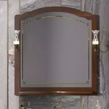 Зеркало Opadiris Лоренцо 100 с полкой темное дерево