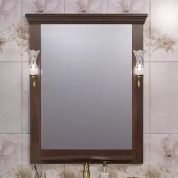 Зеркало Opadiris Риспекто 80 с полкой и выключателем темное дерево