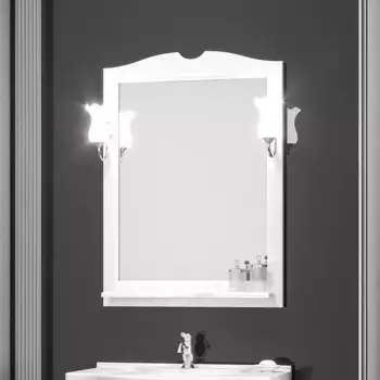 Зеркало с полкой Opadiris Тибет 85 белый матовый