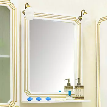 Зеркало Sanflor Каир 60 белое, золотая патина