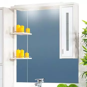 Зеркало Бриклаер Бали R 90 светлая лиственница, белый глянец,