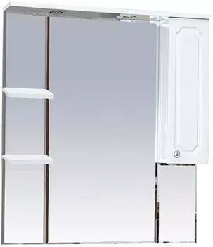 Зеркало-шкаф Misty Александра 85 R белый металлик