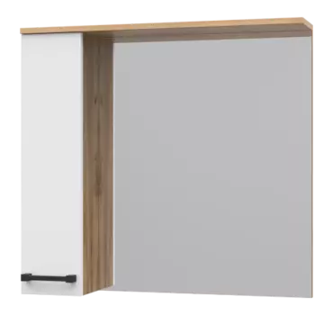 Зеркало-шкаф Misty Крафт 80 левое белое - светлое дерево