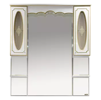Зеркало-шкаф Misty Монако 100 белый-золото с подсветкой