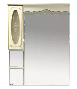 Зеркало-шкаф Misty Монако 90 левый бежевое золото с подсветкой