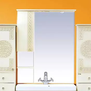 Зеркало-шкаф Misty Olimpia Lux 90 L бежевая патина