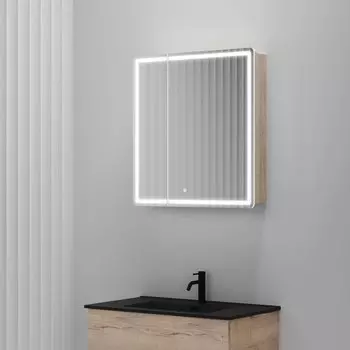 Зеркало-шкаф Sancos Mirror 70 с подсветкой, дуб галифакс натуральный