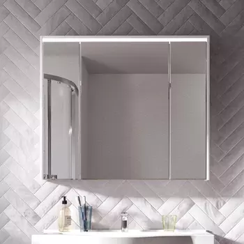 Зеркало-шкаф STWORKI Хельсинки 100 см, с подсветкой, навесной, большой, белый, прямоугольный