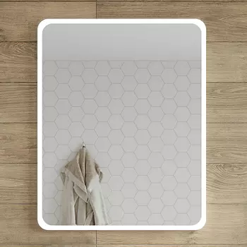 Зеркало STWORKI Монтре 80 с подсветкой, сенсор на зеркале, квадратное, белое, настенное