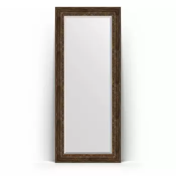 Зеркало напольное Evoform Exclusive Floor BY 6140 87x207 состаренное дерево с орнаментом, в багетной раме, с фацетом